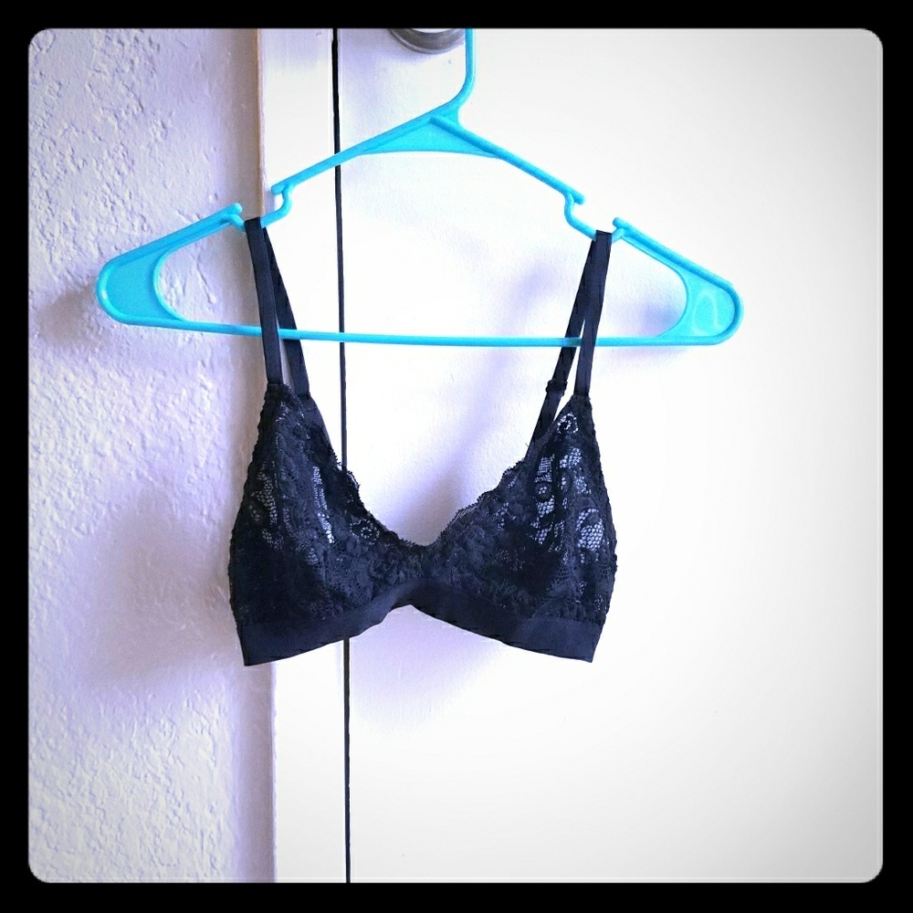 Woman's sheer black lace bralette size m